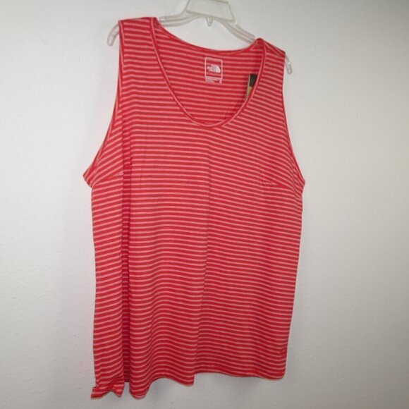 The North Face Tank Top Women's Plus Size 3X Orange Stripe Slim Fit - Picture 3 of 11